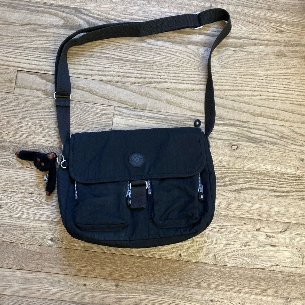 Kipling Black Davina Shoulder/Crossbody Bag with Monkey and Keychain